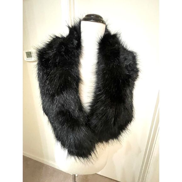 Faux Fur Stole Collar Shoulder Wrap Wedding Black Bridal Mob Wife Prom Party VTG - Picture 1 of 7